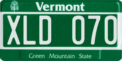VT license plate XLD070