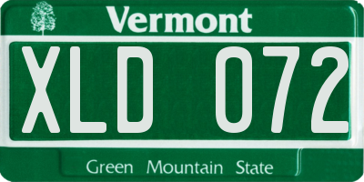 VT license plate XLD072