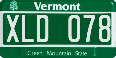 VT license plate XLD078