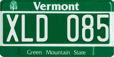 VT license plate XLD085