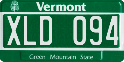 VT license plate XLD094