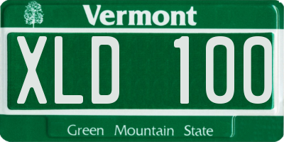 VT license plate XLD100