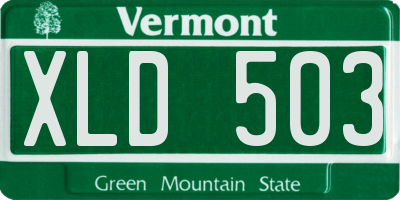 VT license plate XLD503