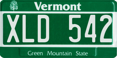 VT license plate XLD542