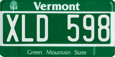 VT license plate XLD598