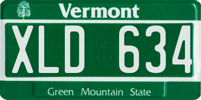 VT license plate XLD634