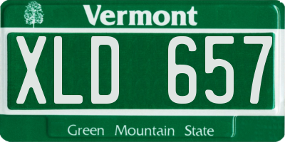 VT license plate XLD657