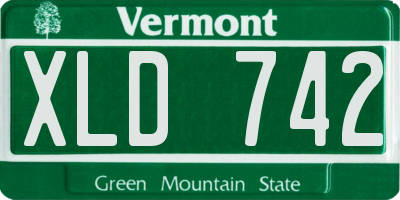 VT license plate XLD742