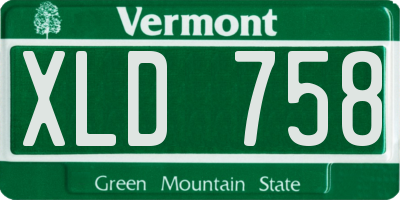 VT license plate XLD758