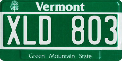 VT license plate XLD803