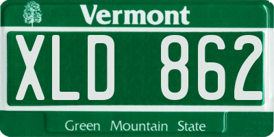 VT license plate XLD862