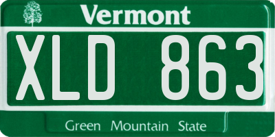 VT license plate XLD863