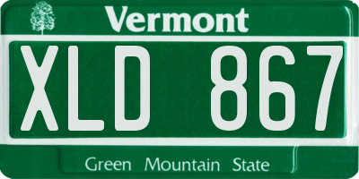 VT license plate XLD867