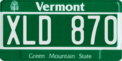 VT license plate XLD870