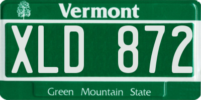 VT license plate XLD872