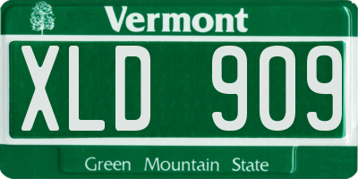 VT license plate XLD909
