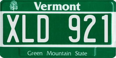 VT license plate XLD921