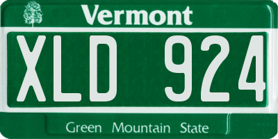 VT license plate XLD924