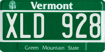 VT license plate XLD928