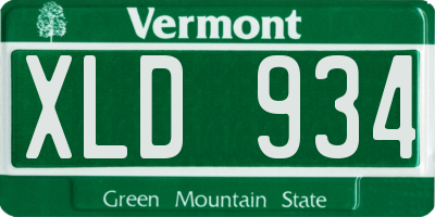 VT license plate XLD934