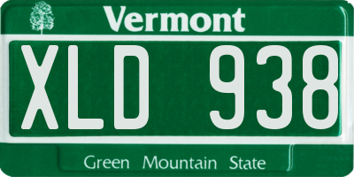 VT license plate XLD938