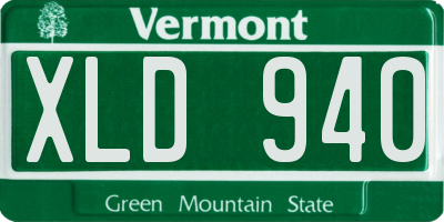 VT license plate XLD940