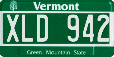 VT license plate XLD942