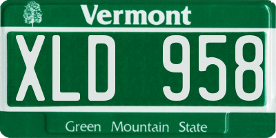 VT license plate XLD958