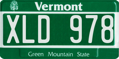 VT license plate XLD978
