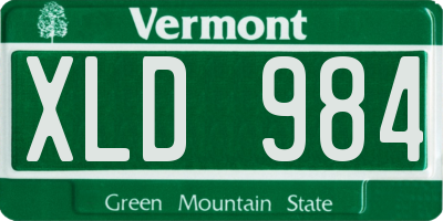 VT license plate XLD984