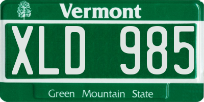 VT license plate XLD985