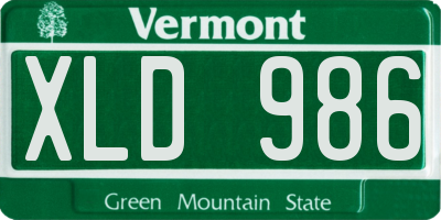 VT license plate XLD986
