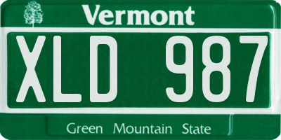VT license plate XLD987