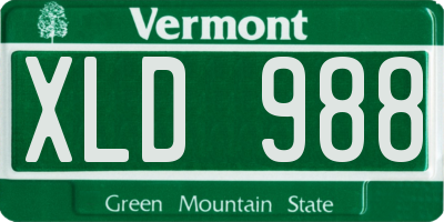 VT license plate XLD988