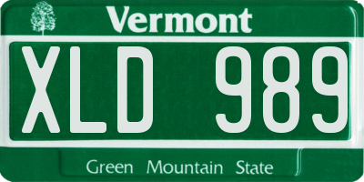 VT license plate XLD989