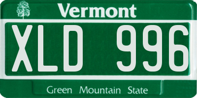 VT license plate XLD996