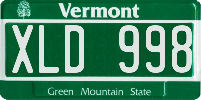 VT license plate XLD998