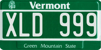 VT license plate XLD999