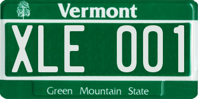 VT license plate XLE001