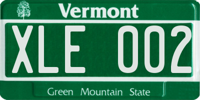 VT license plate XLE002