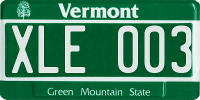 VT license plate XLE003