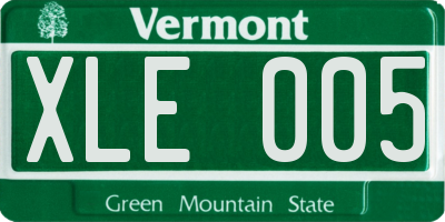 VT license plate XLE005