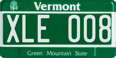 VT license plate XLE008