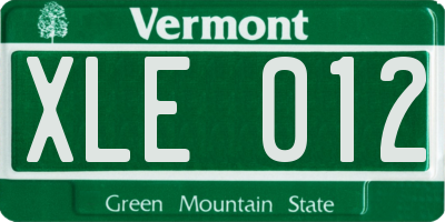 VT license plate XLE012