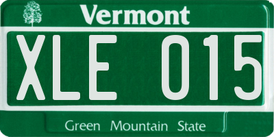 VT license plate XLE015