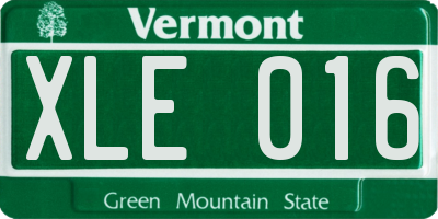 VT license plate XLE016
