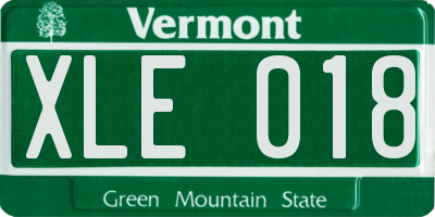 VT license plate XLE018