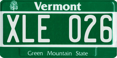 VT license plate XLE026