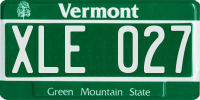 VT license plate XLE027