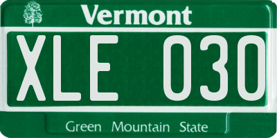 VT license plate XLE030